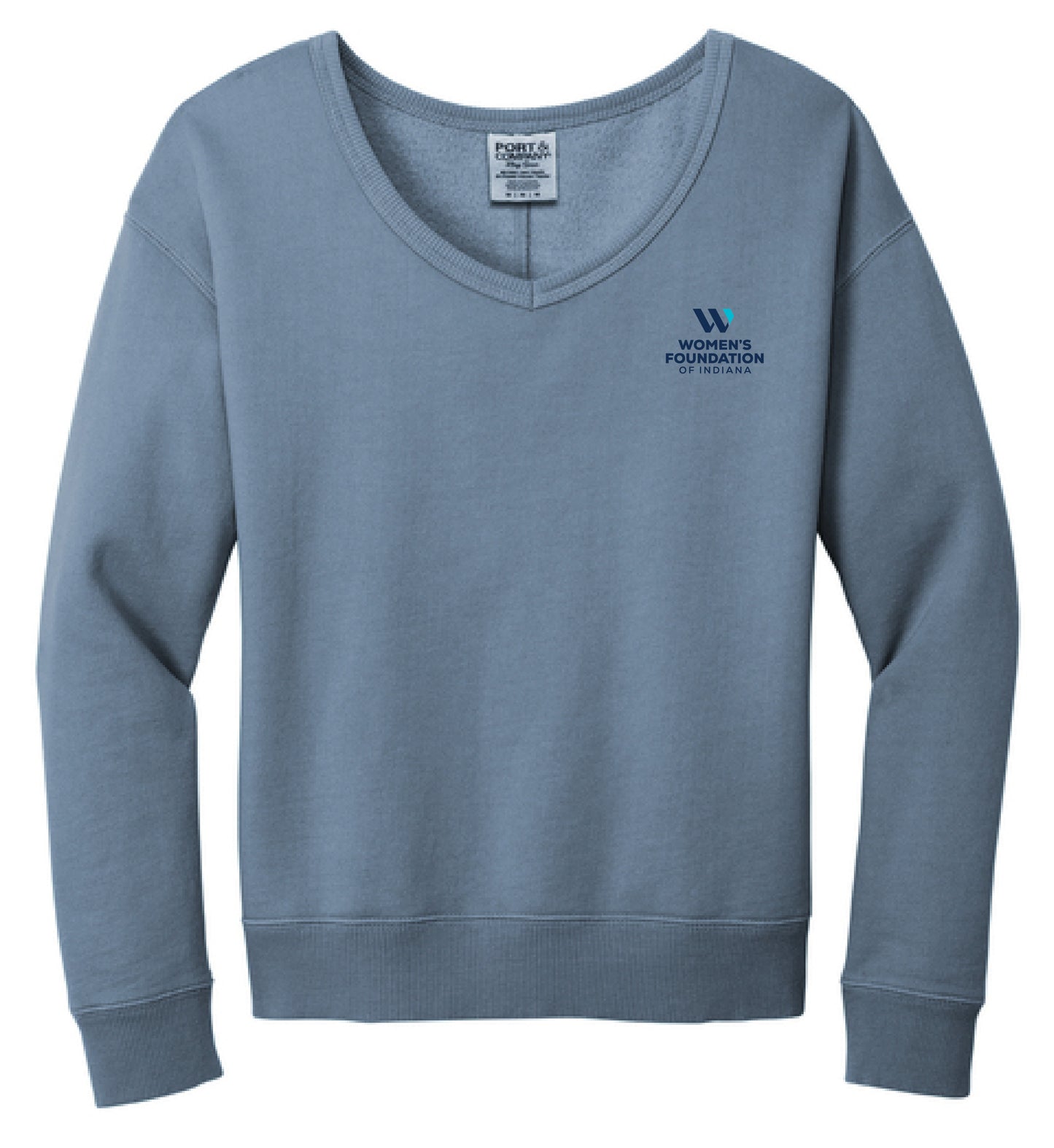 Port & Co Women's Beach Wash Garment-Dyed V-Neck Sweatshirt